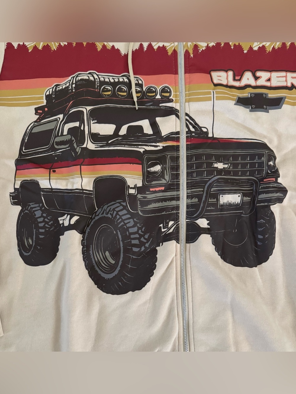 Chevy Blazer K5 Men's 5XL Full Zip Fleece Graphic Hoodie Chevrolet GM Gravel NWT - Picture 4 of 16